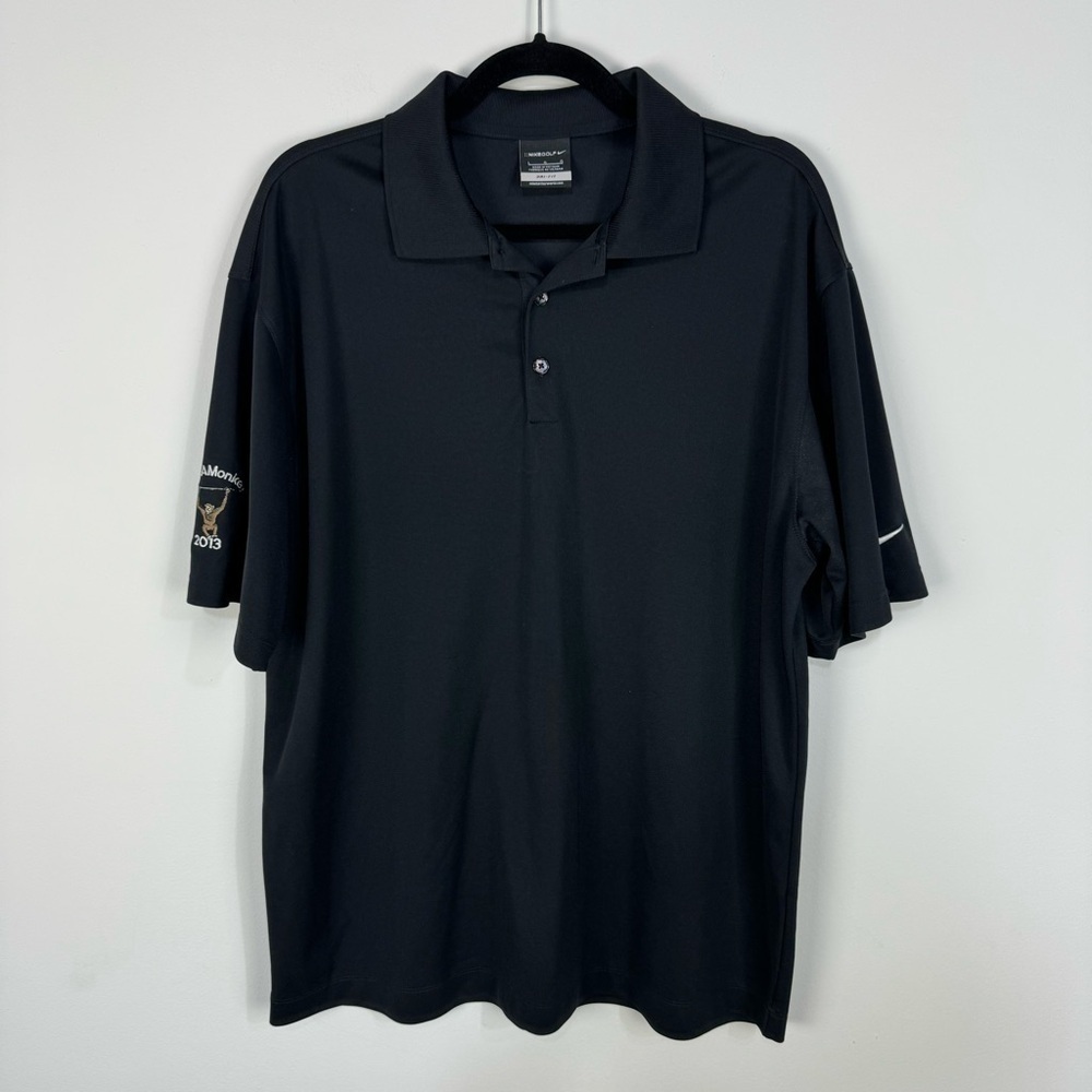 Nike Golf Black Short Sleeve Polo Run A Monkey athletic performance